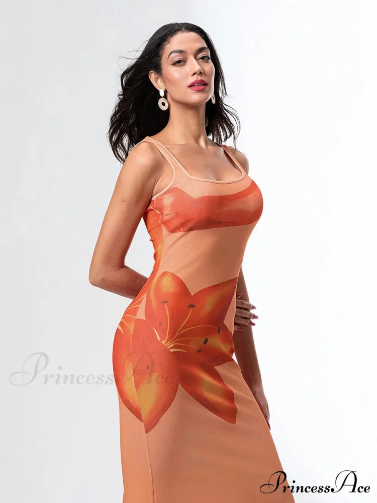 Uneven Neck Tank Sleeveless Wrap Bodycon Floral Vacation Dress floraldress-250126