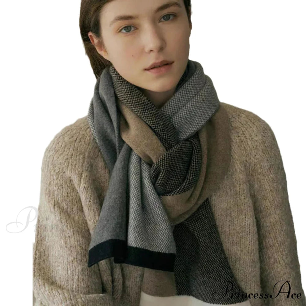 Unique Comfortable Warm Thick Cozy Elegant Stylish Modern Knitted Scarf Camel