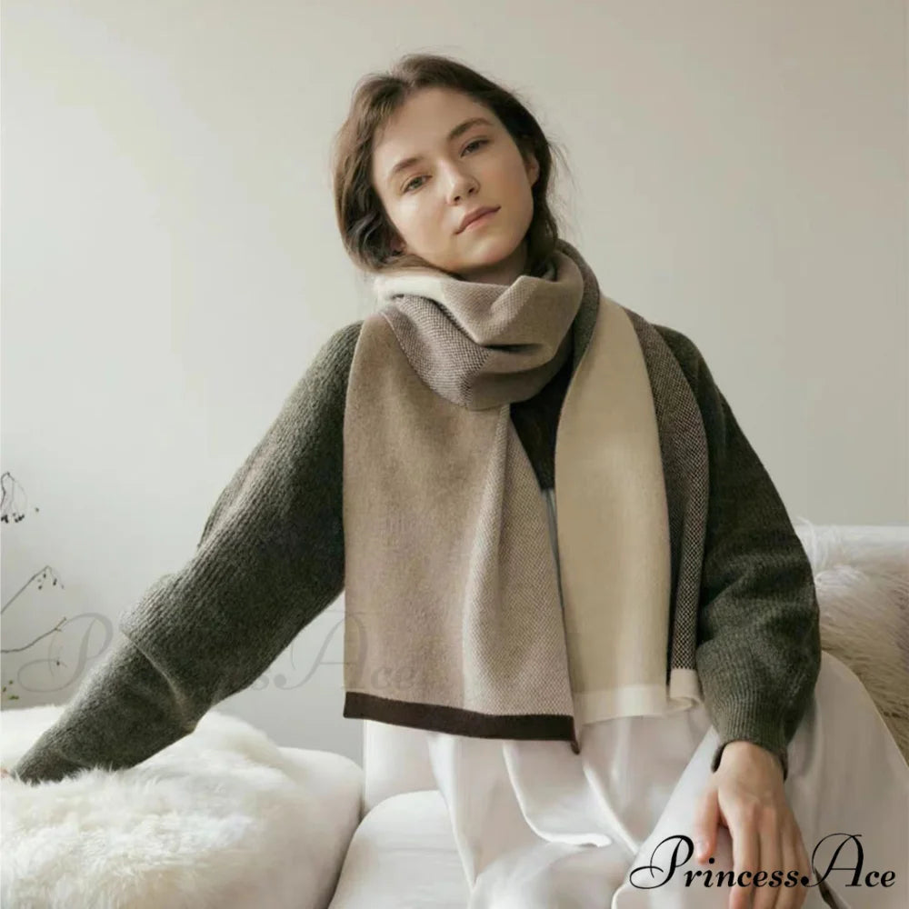 Unique Comfortable Warm Thick Cozy Elegant Stylish Modern Knitted Scarf Camel