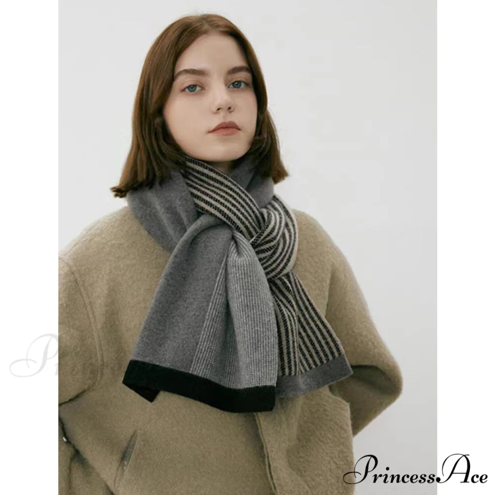 Unique Elegant Trendy Retro Cozy Stylish High-end Warm Scarf Grey