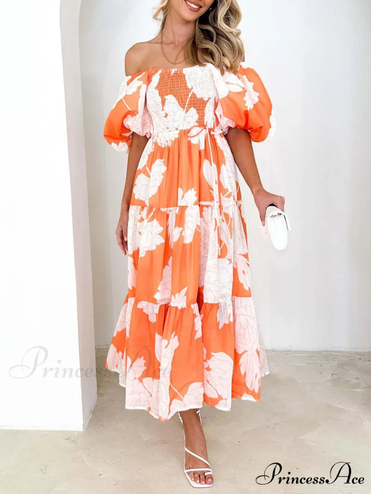 Unique Floral Print Patchwork Graceful Up Pleated Maxi Dress