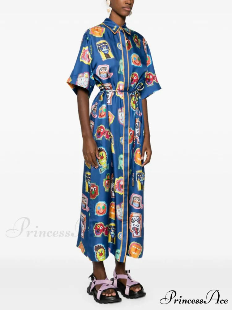 Unique Graffiti Fun Charming Print Midi Dress