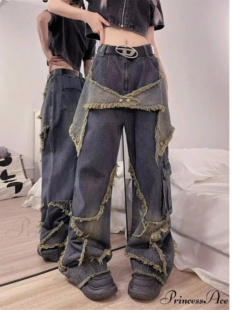 Unique Versatile Straight Leg High Waist Summer Loose Wide Leg Vintage Style Women’s Jean