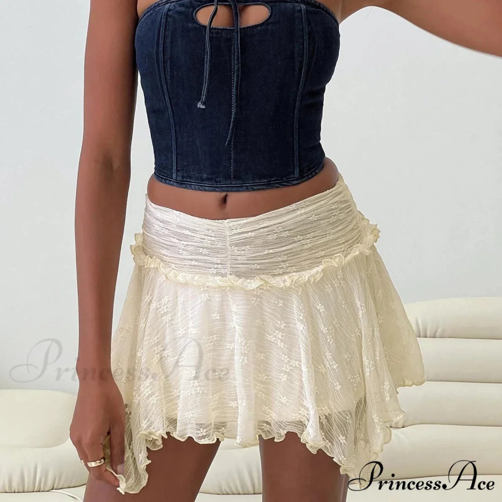 Unpredictable Gathered Uneven Skirt Beige / S skirts-250223