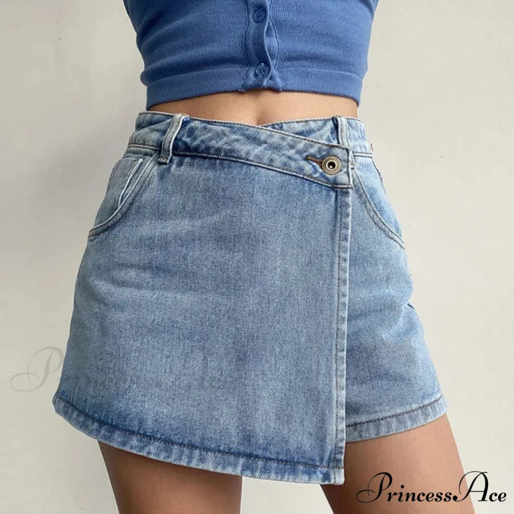 Unpredictable High Waist Denim Skirt Blue / S skirts-250223