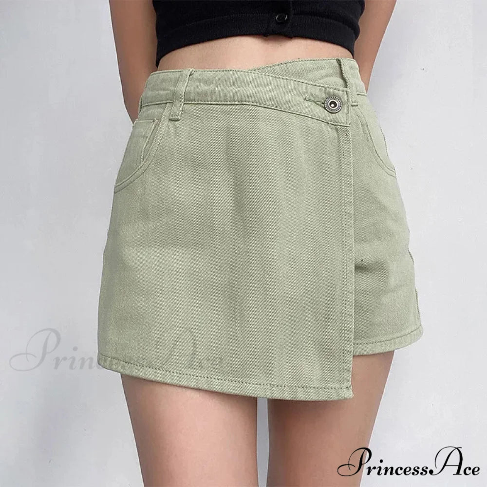 Unpredictable High Waist Denim Skirt Green / S skirts-250223