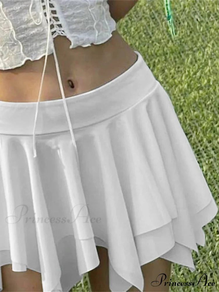 Unpredictable Lower Waist Gathered Skirt WHITE / S skirts-250223