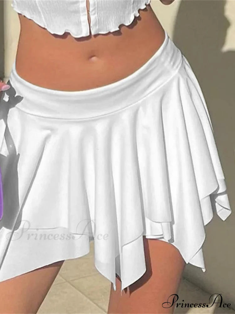 Unpredictable Lower Waist Gathered Skirt WHITE / S skirts-250223