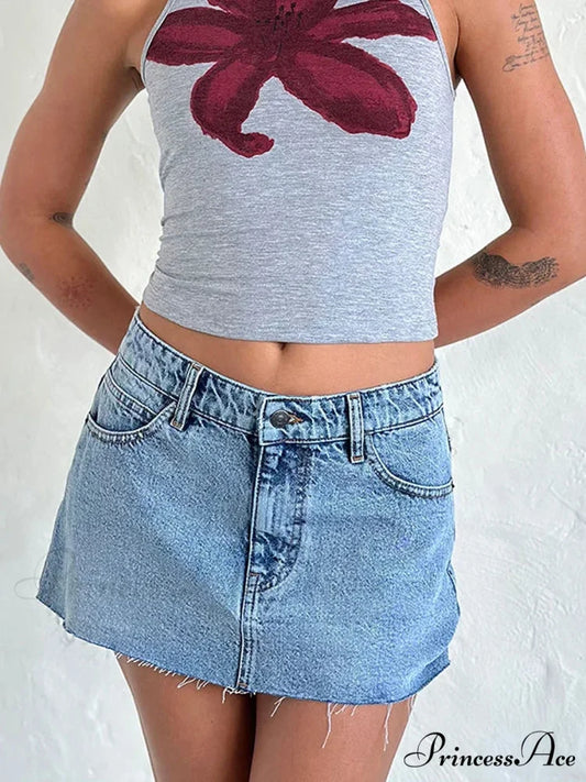 Unprocessed Border Gradient Denim Skirt Blue / S skirts-250223