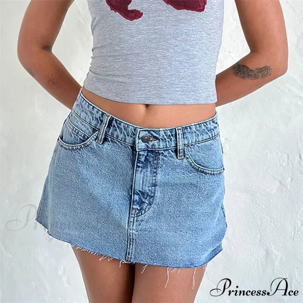 Unprocessed Border Gradient Denim Skirt skirts-250223