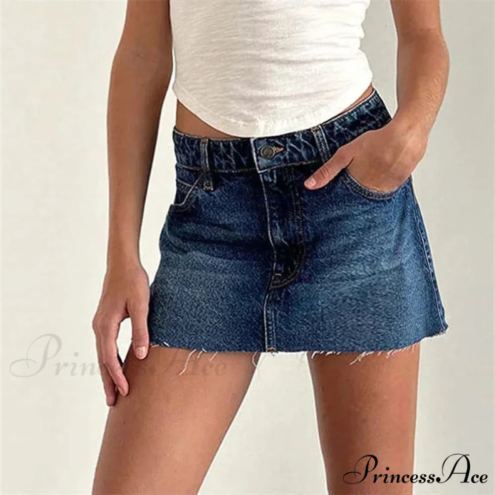 Unprocessed Border Gradient Denim Skirt skirts-250223