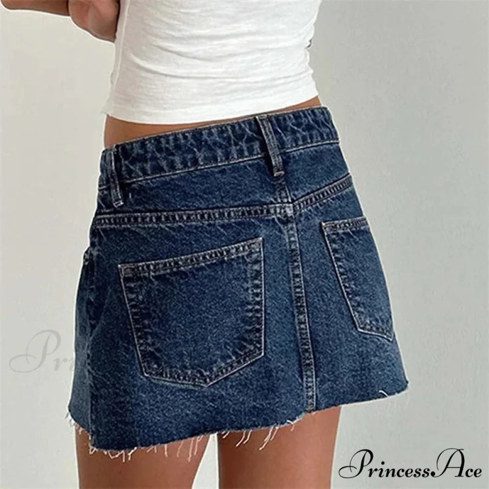Unprocessed Border Gradient Denim Skirt skirts-250223