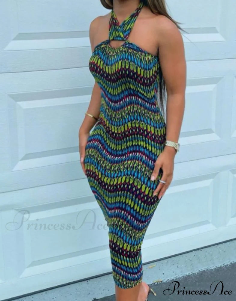 Up Folk Design Colorblock Lace Dress