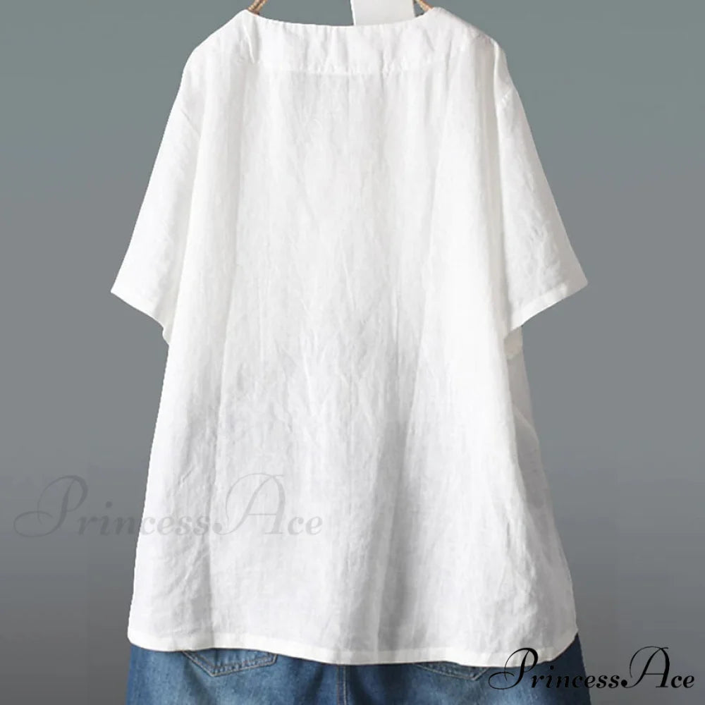 V Half Neck Arm for Blouse Solid Top Women