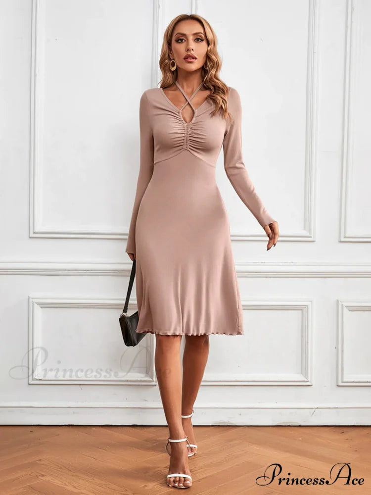 V-NECK DRESS - LONG SLEEVE