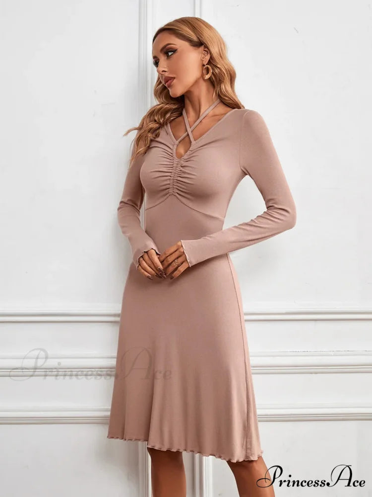 V-NECK DRESS - LONG SLEEVE