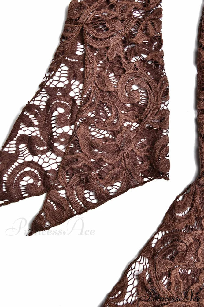 V Neck Flares Sleeve Lace Dress