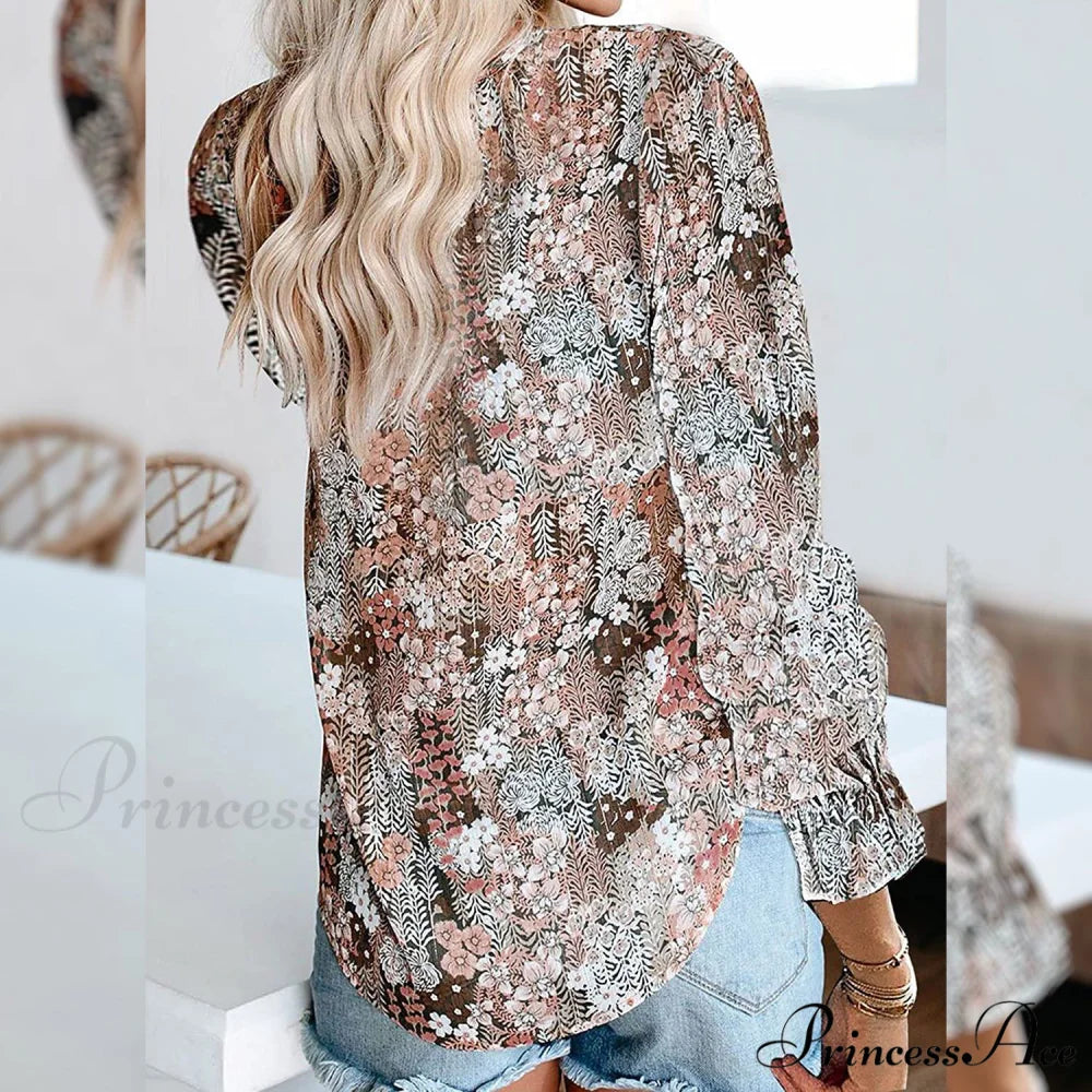 V-Neck Flowered Women’s Bohemian Dokotoo Top