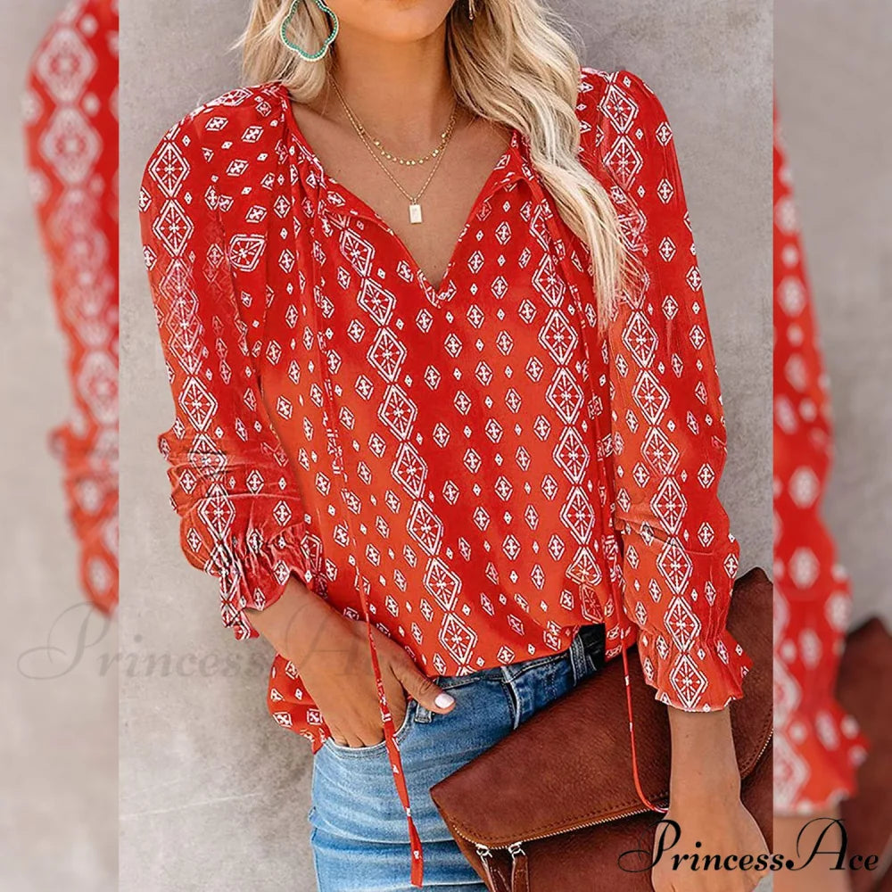 V-Neck Flowered Women’s Bohemian Dokotoo Top