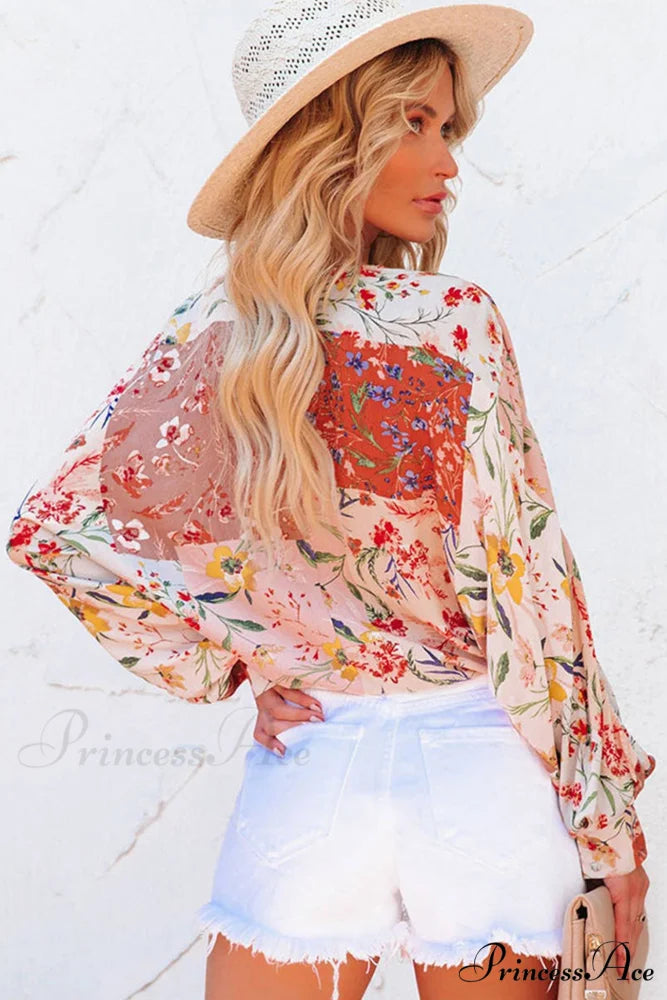 V-Neck Full Design Shirt Red / L