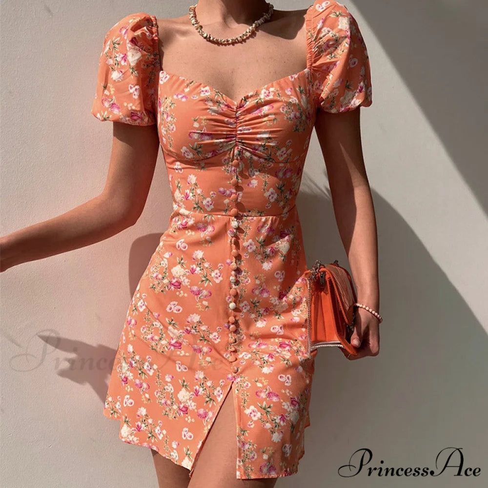 V-Neck Lace Up Lantern Sleeve Ruffles Dress S / BLUE