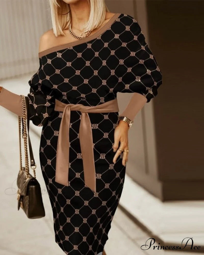 V-Neck Print Batwing Sleeve Skinny Wrap Midi Dress spot 1 / S