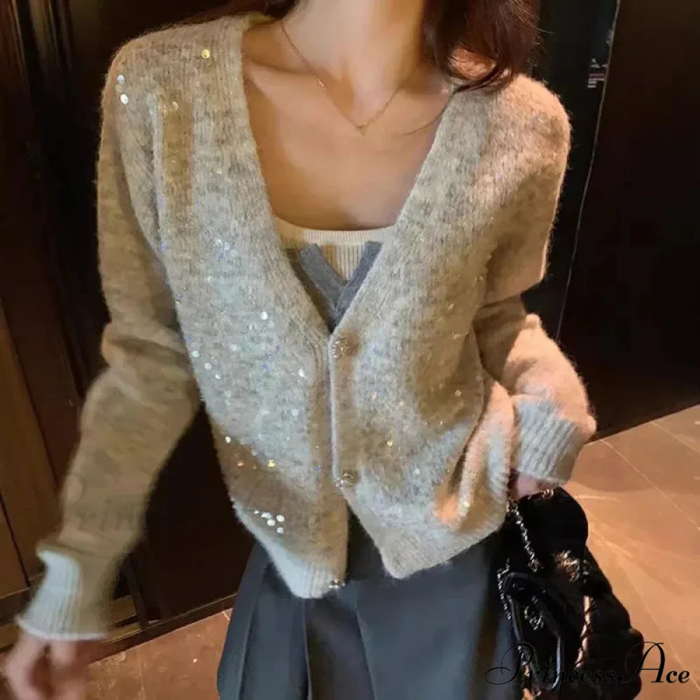 V-neck Sequin Sparkling Cardigan
