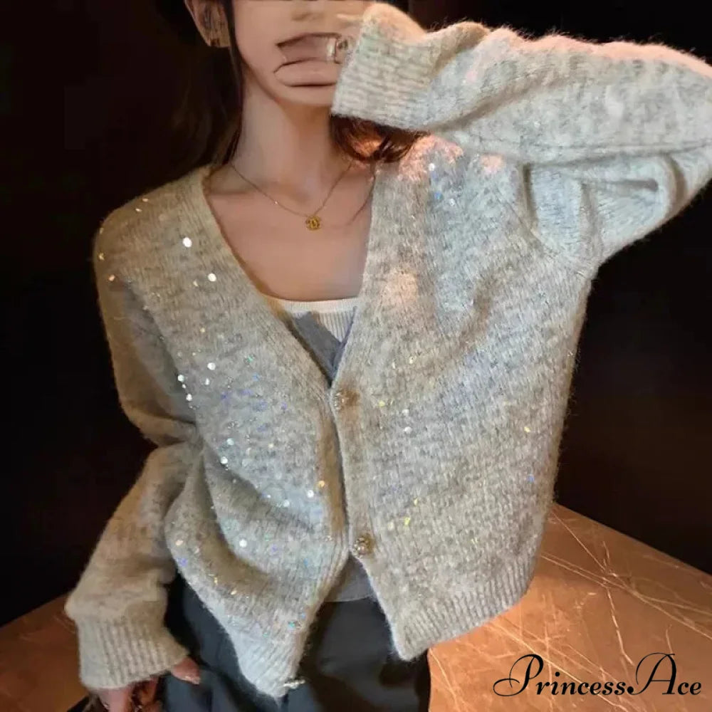 V-neck Sequin Sparkling Cardigan