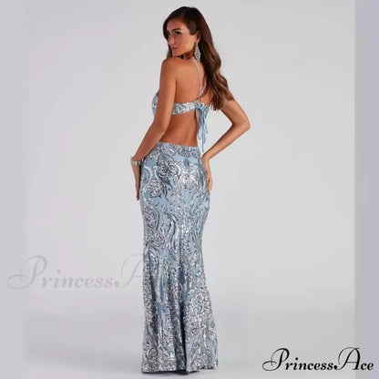 V-Neck Sequined Party Dress