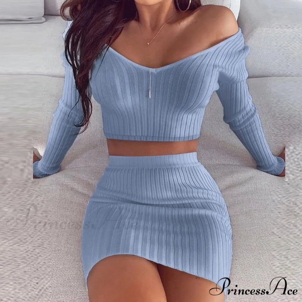 V Neck Slim the Mini Party Ladies Knit Shoulder Arm Off Warm-Season Elegant Women Gown Long Soft Striped Gown Dress 02