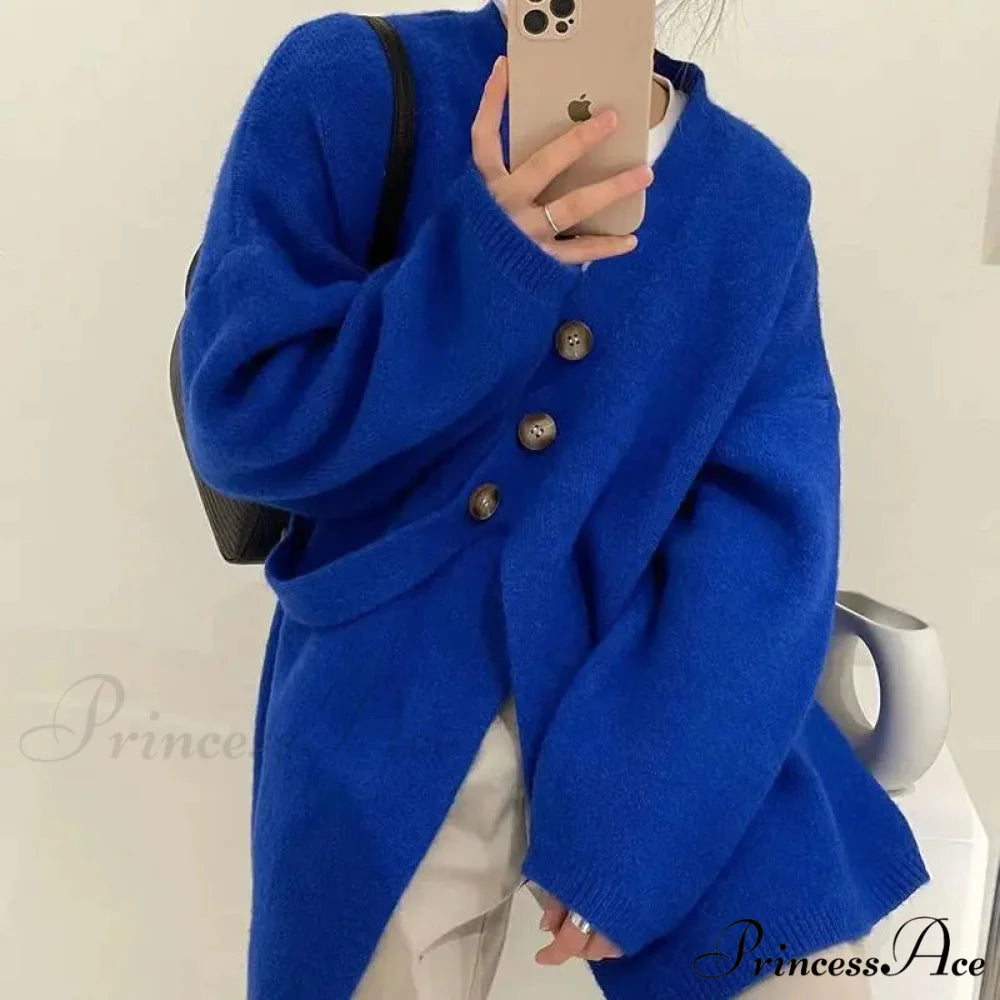 V-Neck Solid Simplicity Office Lady Autumn Knit Cardigan V-Neck Stable Minimalist Professional Woman Fall Knit Cardigan