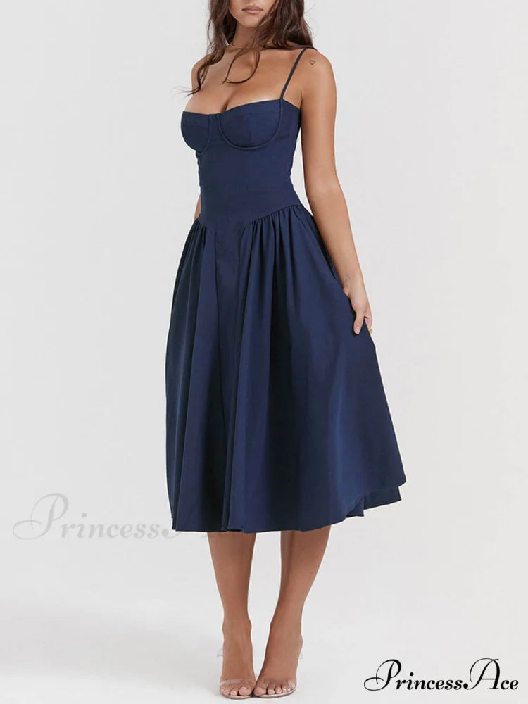 V-Neck Strapless Stylish Midi Dress