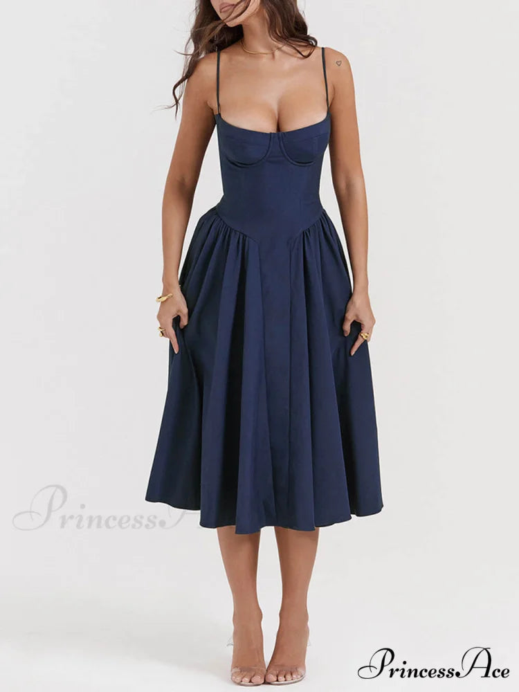 V-Neck Strapless Stylish Midi Dress