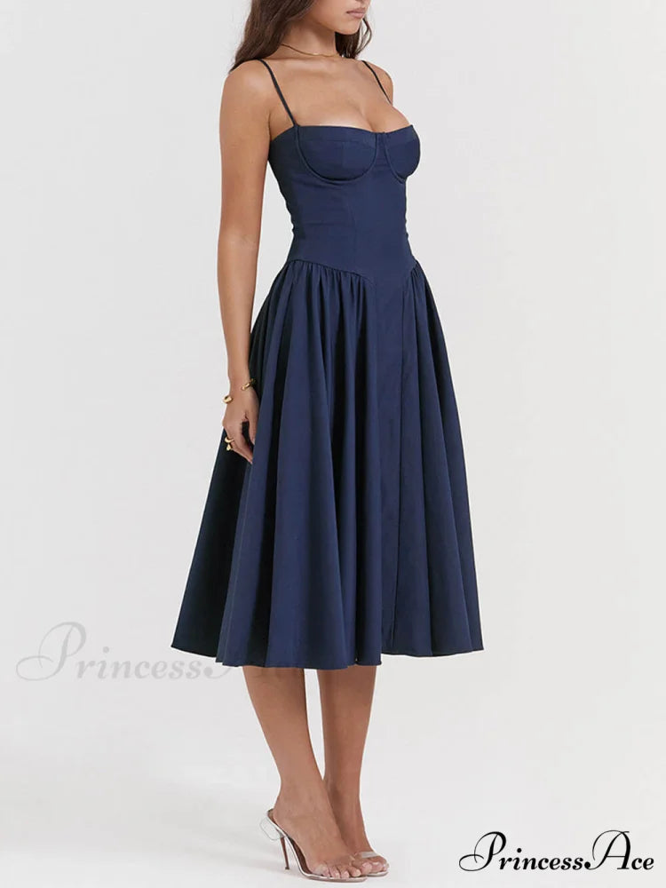 V-Neck Strapless Stylish Midi Dress