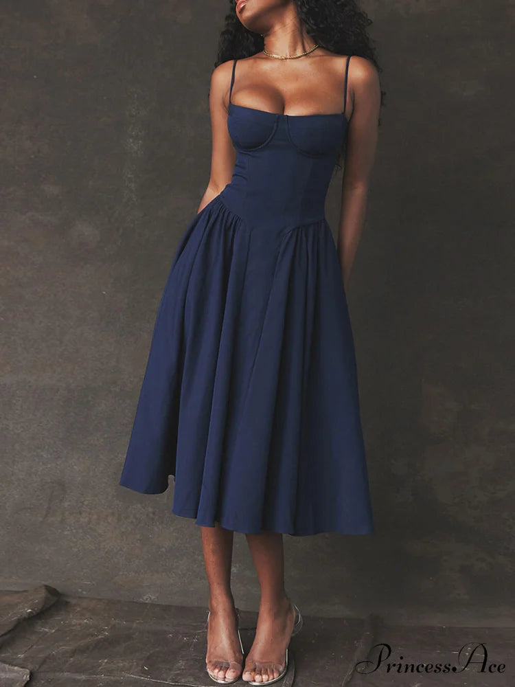 V-Neck Strapless Stylish Midi Dress