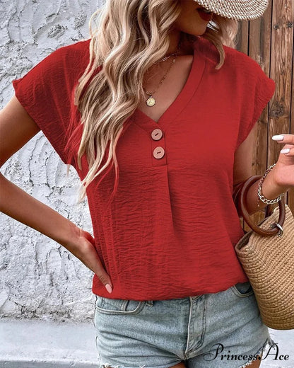V-neck Tee Red / S