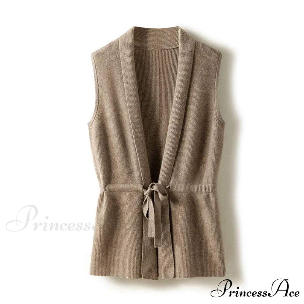 V-Neck Tie Vest Vest Women’s Short Knit Cardigan
