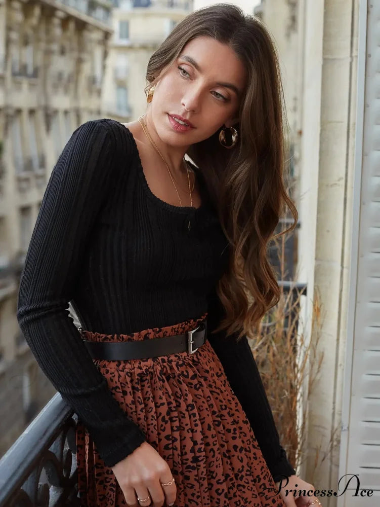 V-shaped Slimming Interior Wear Pit Strip Sweater Knit Top knittop-250126