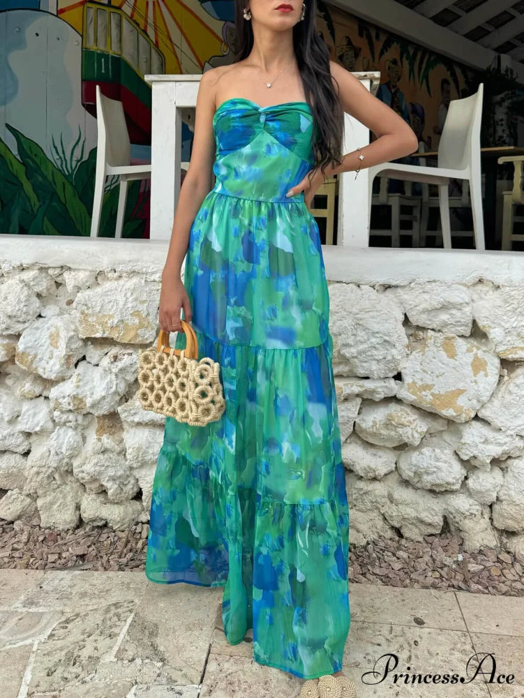 Vacation Casual Printed Charming Wrap-Around Maxi Dress