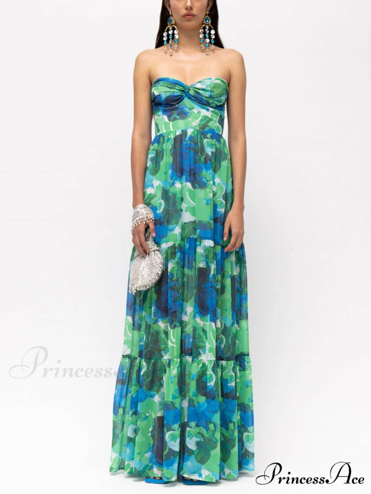 Vacation Casual Printed Charming Wrap-Around Maxi Dress