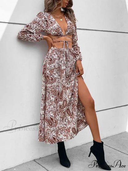 Vacation for Long Set Paisley Woven Gown Women