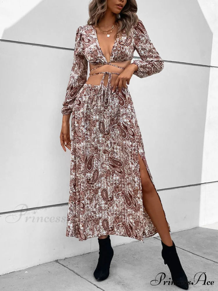 Vacation for Long Set Paisley Woven Gown Women