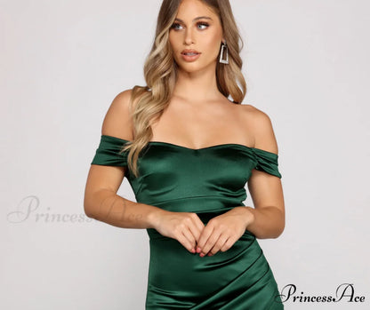 Valencia Formal Off Charming The Shoulder Wrap Dress NAVY / S