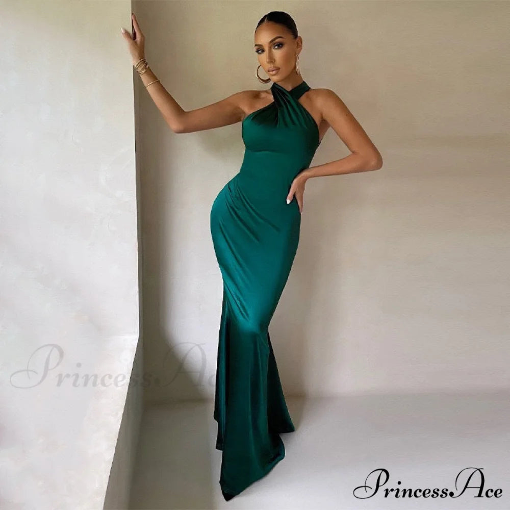 Valentina Formal Stylish Corset Mermaid Dress dark green / S