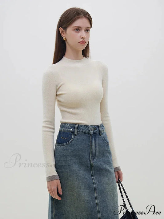Various Shades Semi High Neck Slim Knitted Sweater swraters-241228