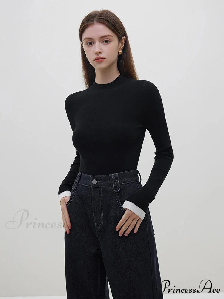 Various Shades Semi High Neck Slim Knitted Sweater swraters-241228