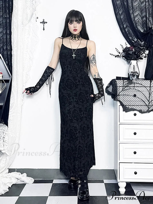 Velvet Cami Spaghetti Strap Party Club Bodycon Maxi Vintage Sleeveless Camisole Dress
