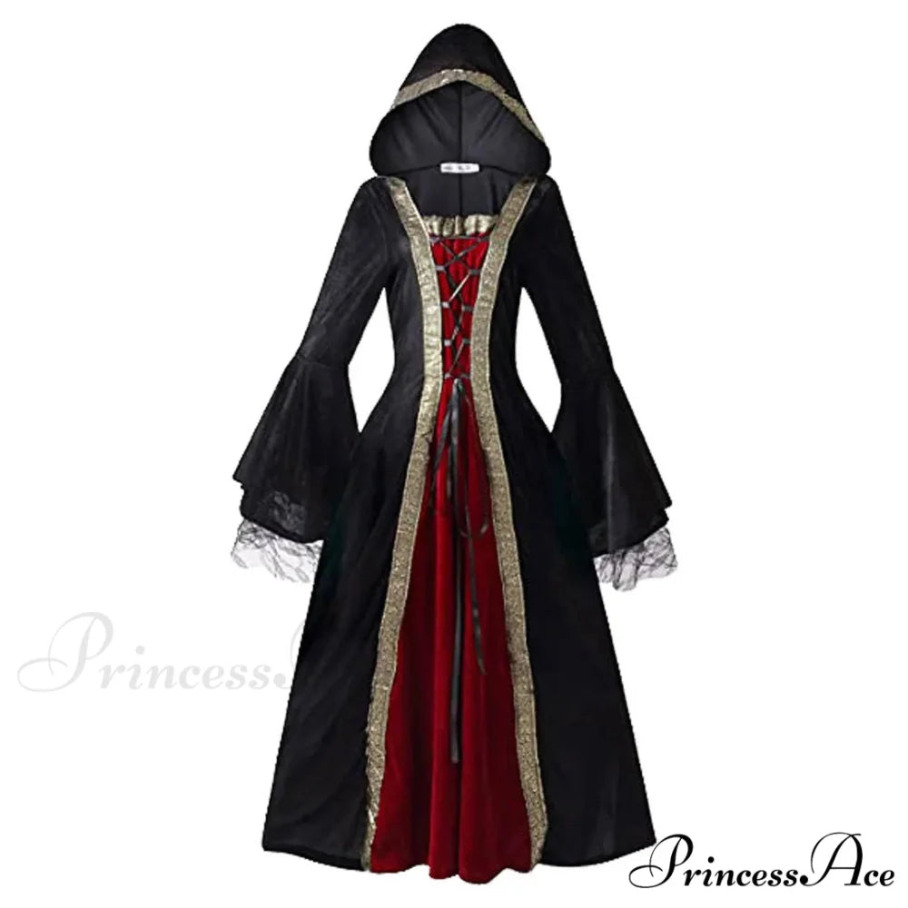 Velvet Medieval Victorian Cosplay Retro Gown Fancy Long Dress Red / S