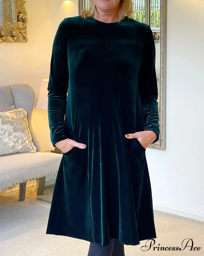 Velvet Round Neck Dress