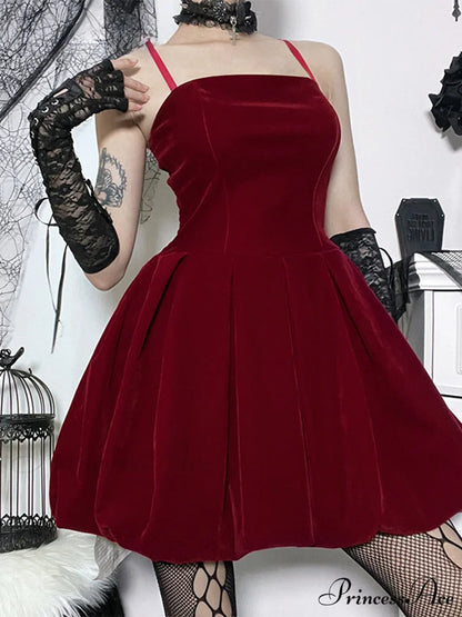 Velvet Solid Shirring High Waist Spaghetti Straps A-Line Party Mini Elegant New Year Dress